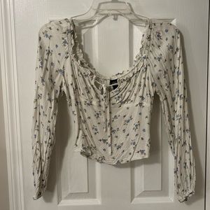 Wild Fable White Milkmaid Balloon Sleeve Shirt